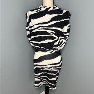 ASOS Design Women’s Black/White Zebra Print Dress Sz 6
